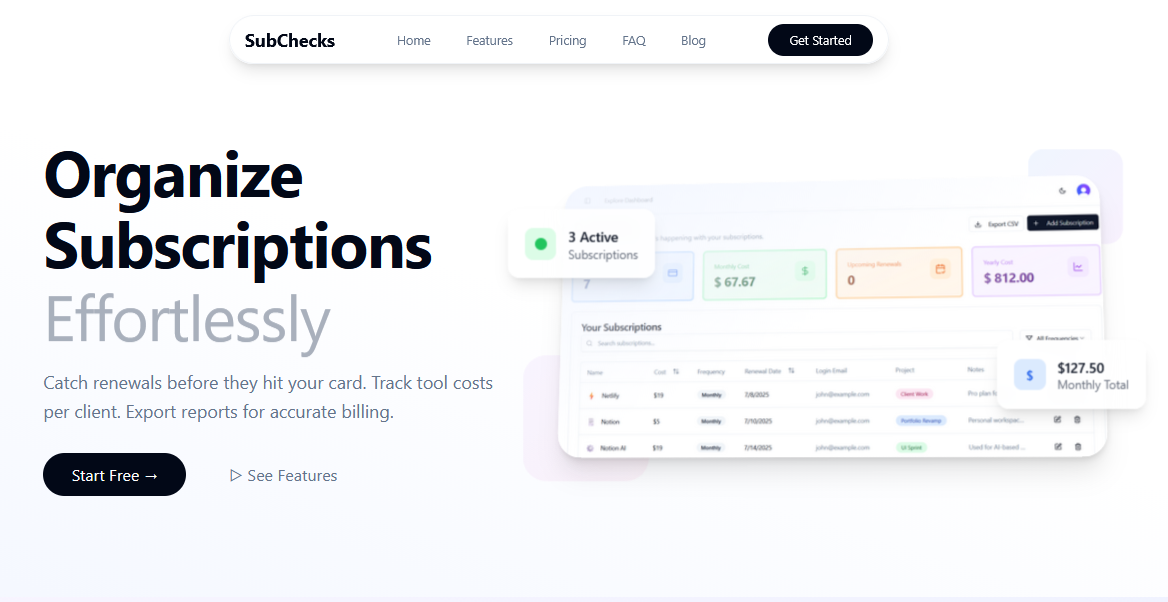 Subscription Management Platform